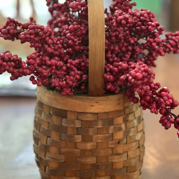 Charming Woven Basket with Vibrant Red Faux Florals - Picture 2 of 4